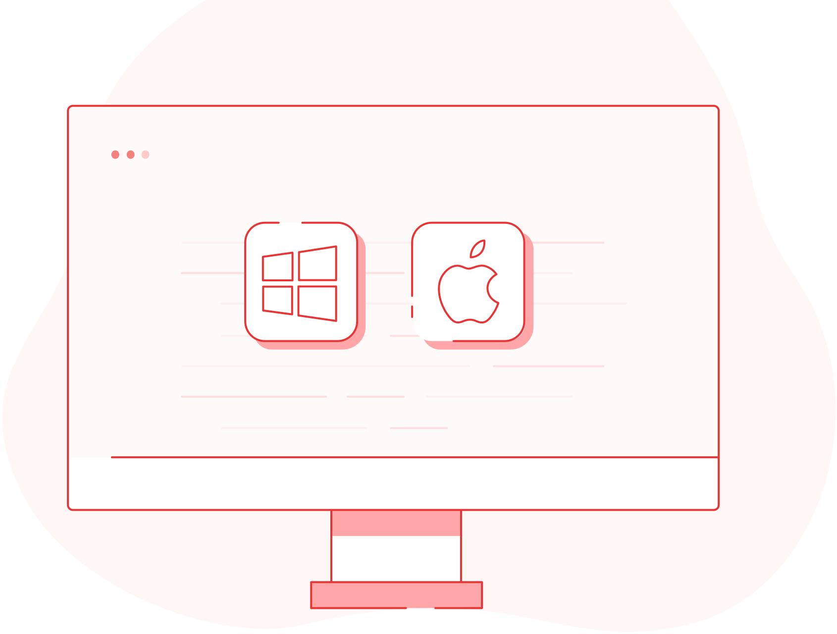 Illustration of a computer with the Windows and Apple logo
